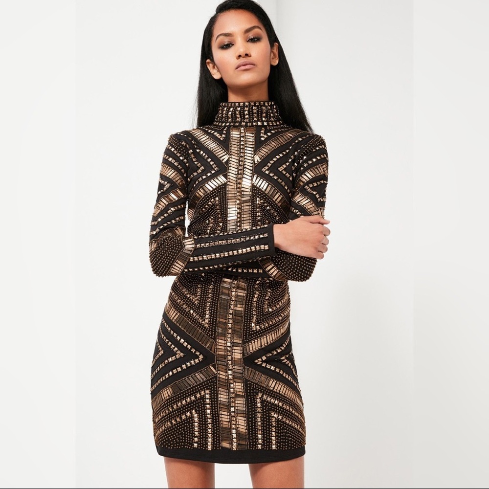 peace + love black embellished mini dress